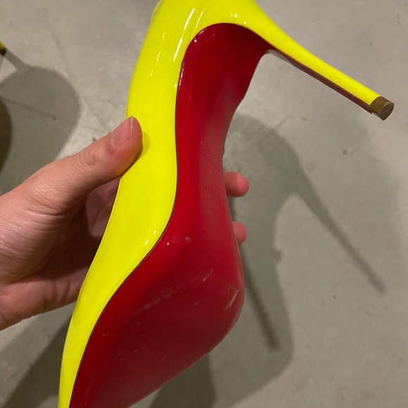 Christian Louboutin Neon Yellow Stilettos size 7 (38.5) - Picture 7 of 8